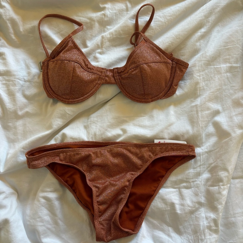 Burnt Orange Metallic Bikini Set NWT